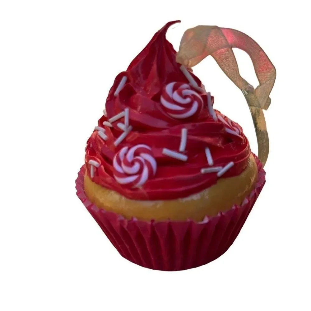 Kurt Adler foam cupcake cherry peppermint swirl christmas ornament